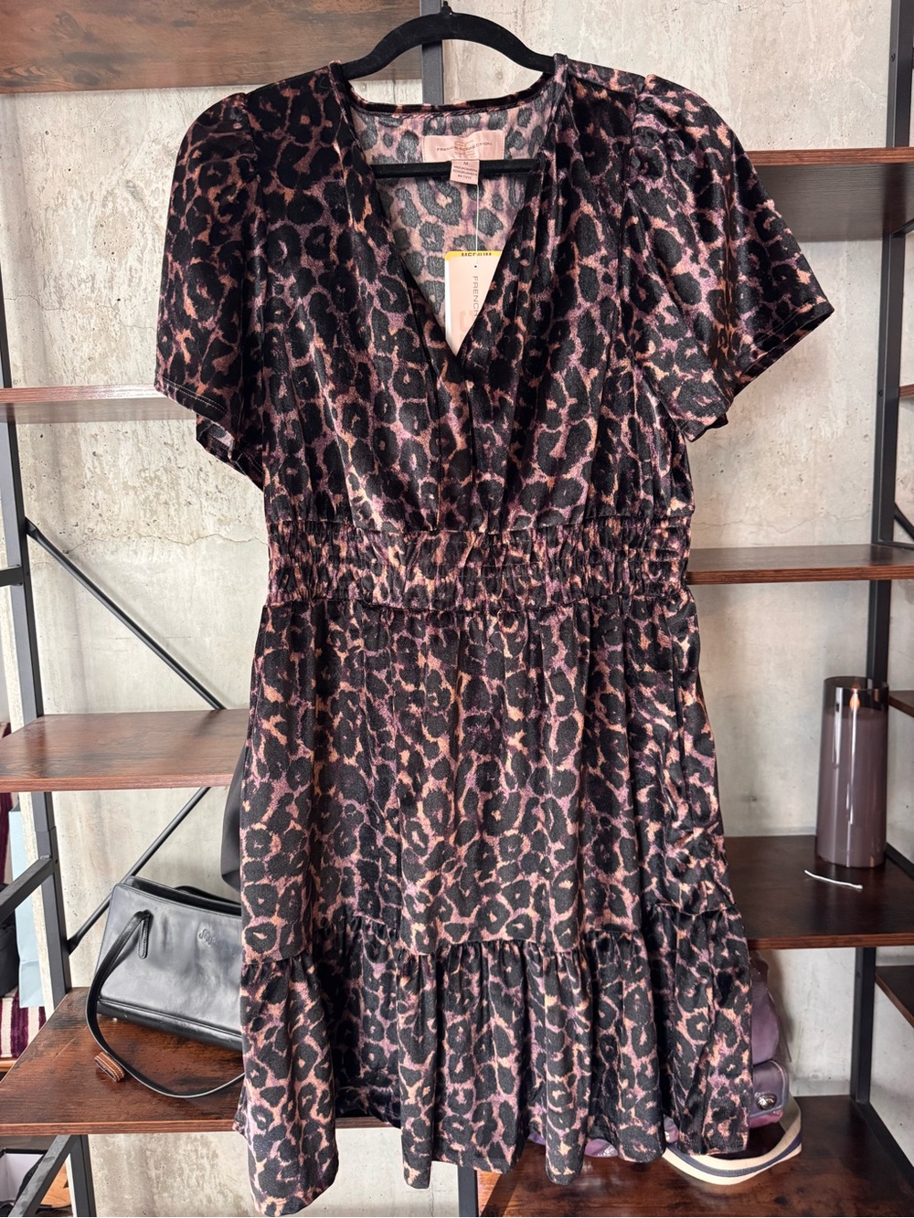 French Connection Leopard Velour Mini Dress - NWT Size MEDIUM